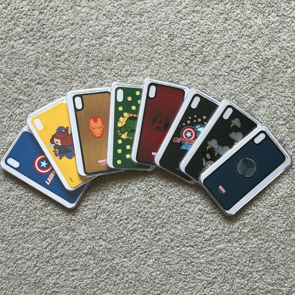 Pack of 8 Marvel MINISO Front & Back Screen Protectors for iPhone XS MAX